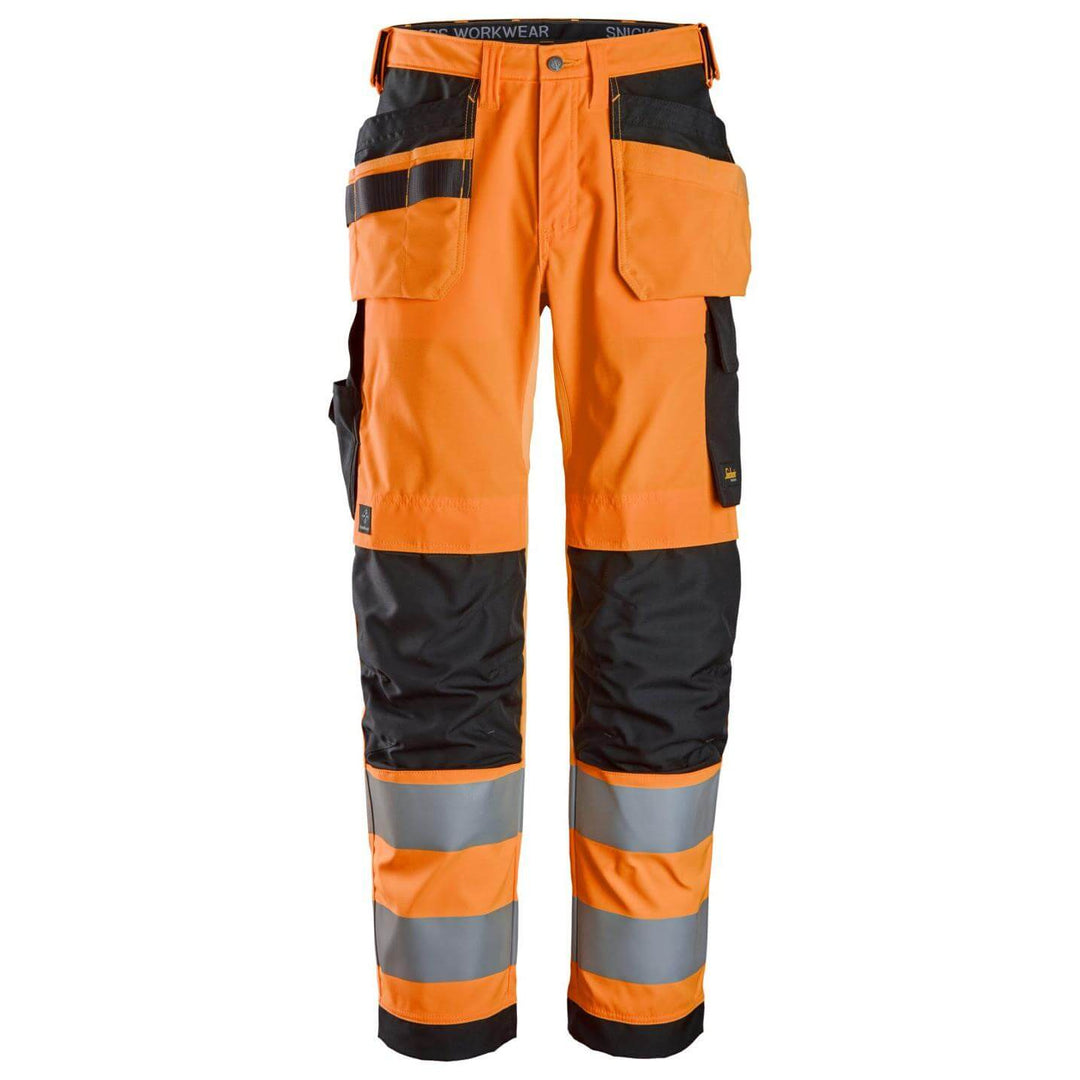 snickers 6238 high vis trousers holster pockets class 2 Hi Vis Orange Black Main #colour_hi-vis-orange-black