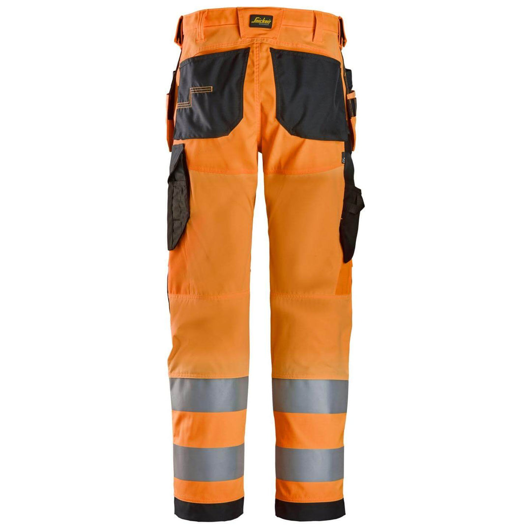 snickers 6238 high vis trousers holster pockets class 2 Hi Vis Orange Black back #colour_hi-vis-orange-black