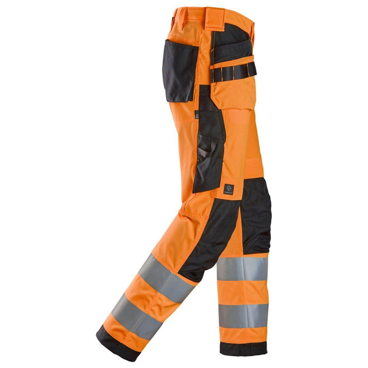 snickers 6238 high vis trousers holster pockets class 2 Hi Vis Orange Black right #colour_hi-vis-orange-black