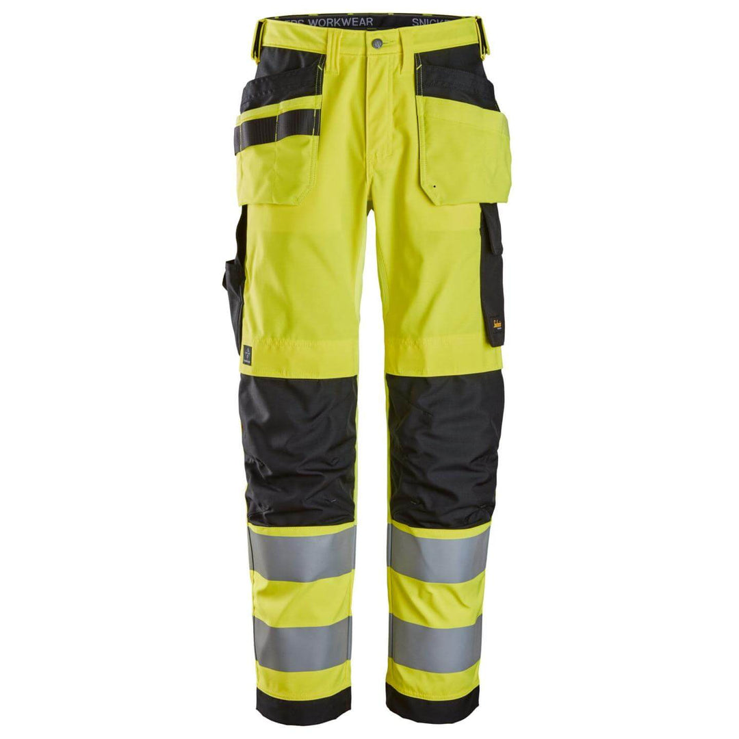 snickers 6238 high vis trousers holster pockets class 2 Hi Vis Yellow Black Main #colour_hi-vis-yellow-black
