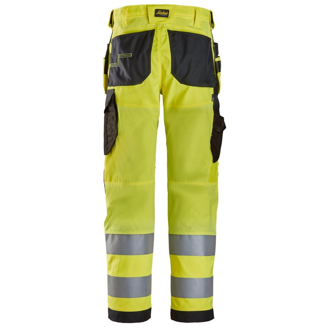 snickers 6238 high vis trousers holster pockets class 2 Hi Vis Yellow Black back #colour_hi-vis-yellow-black