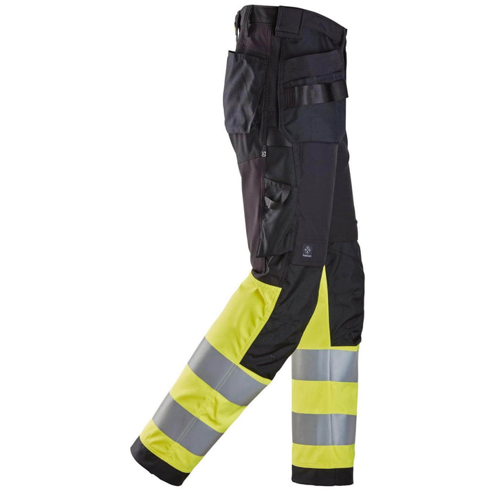 snickers 6239 high vis trousers holster pockets class 1 Black Hi Vis Yellow right #colour_black-hi-vis-yellow