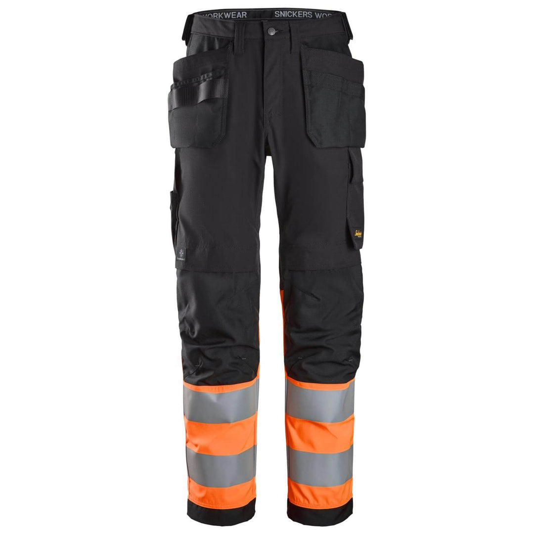 snickers 6239 high vis trousers holster pockets class 1 Black Main #colour_black
