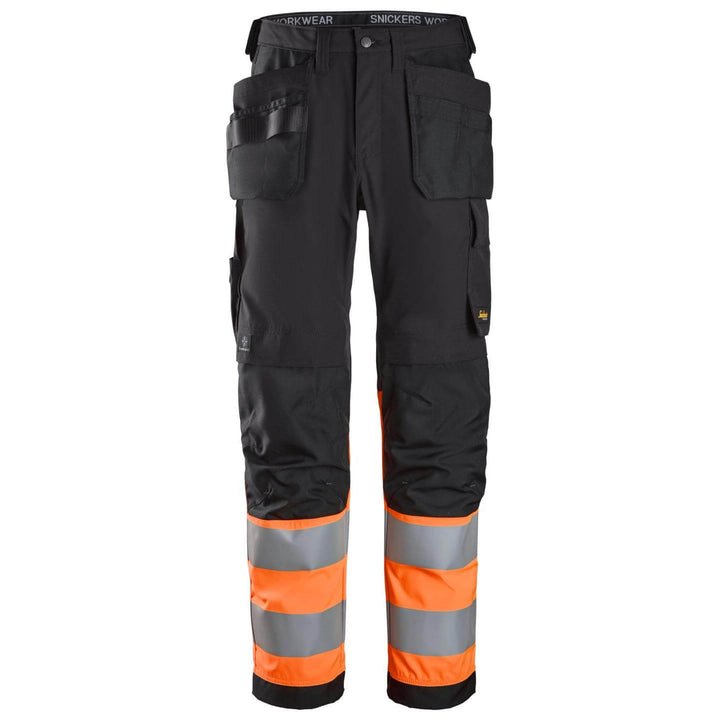 snickers 6239 high vis trousers holster pockets class 1 Black Main #colour_black