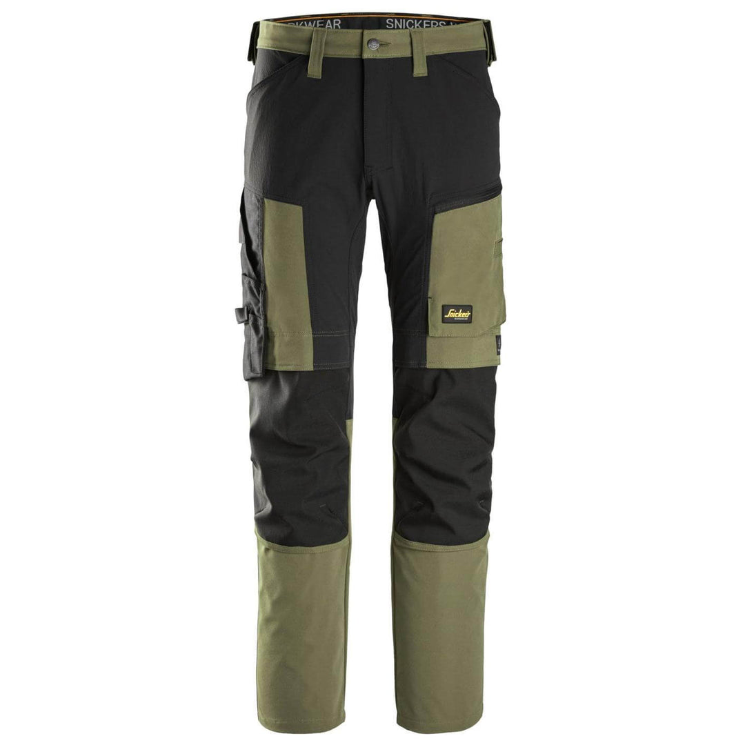 snickers 6318 allroundwork stretch trousers Khaki Green Black Main #colour_khaki-green-black