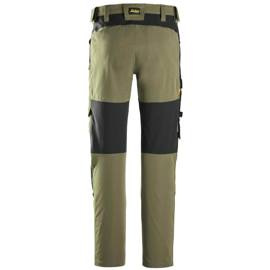 snickers 6318 allroundwork stretch trousers Khaki Green Black back #colour_khaki-green-black