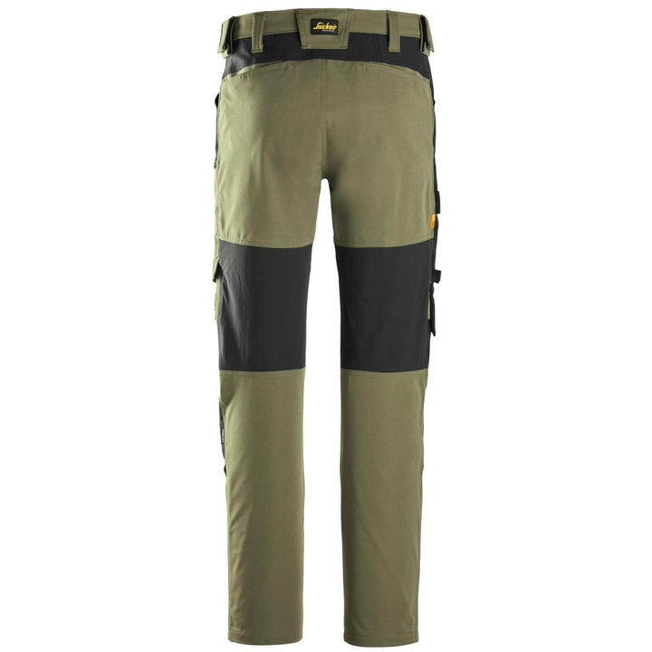 snickers 6318 allroundwork stretch trousers Khaki Green Black back #colour_khaki-green-black