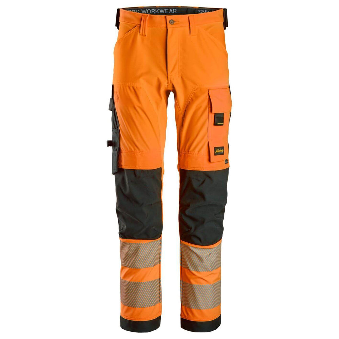 snickers 6336 high vis 4 way stretch trousers class 2 Hi Vis Orange Black Main #colour_hi-vis-orange-black