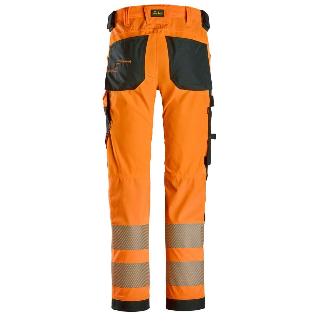 snickers 6336 high vis 4 way stretch trousers class 2 Hi Vis Orange Black back #colour_hi-vis-orange-black