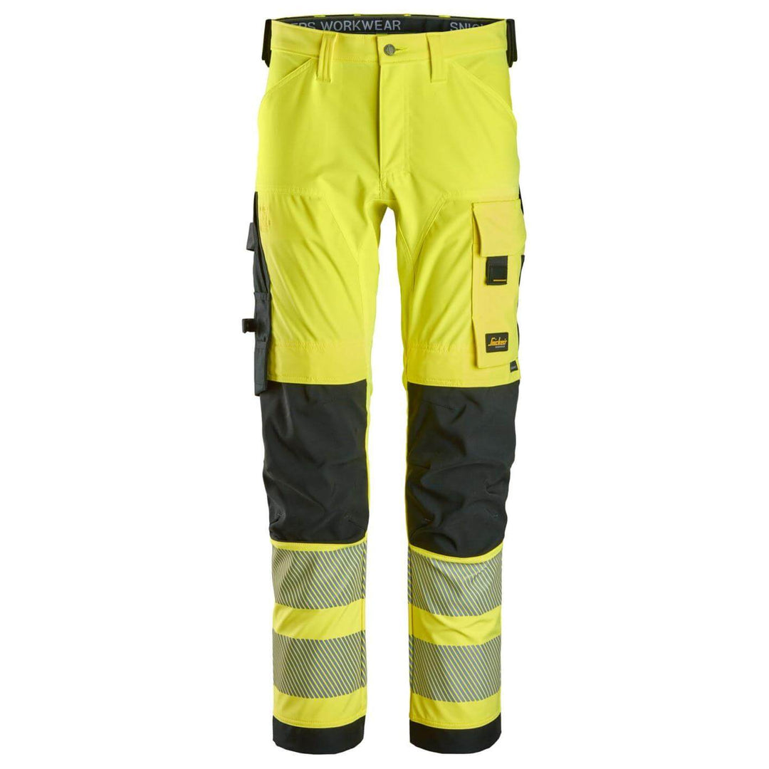 snickers 6336 high vis 4 way stretch trousers class 2 Hi Vis Yellow Black Main #colour_hi-vis-yellow-black