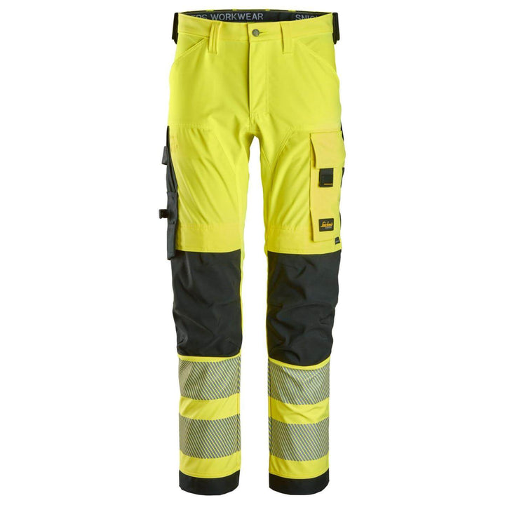 snickers 6336 high vis 4 way stretch trousers class 2 Hi Vis Yellow Black Main #colour_hi-vis-yellow-black