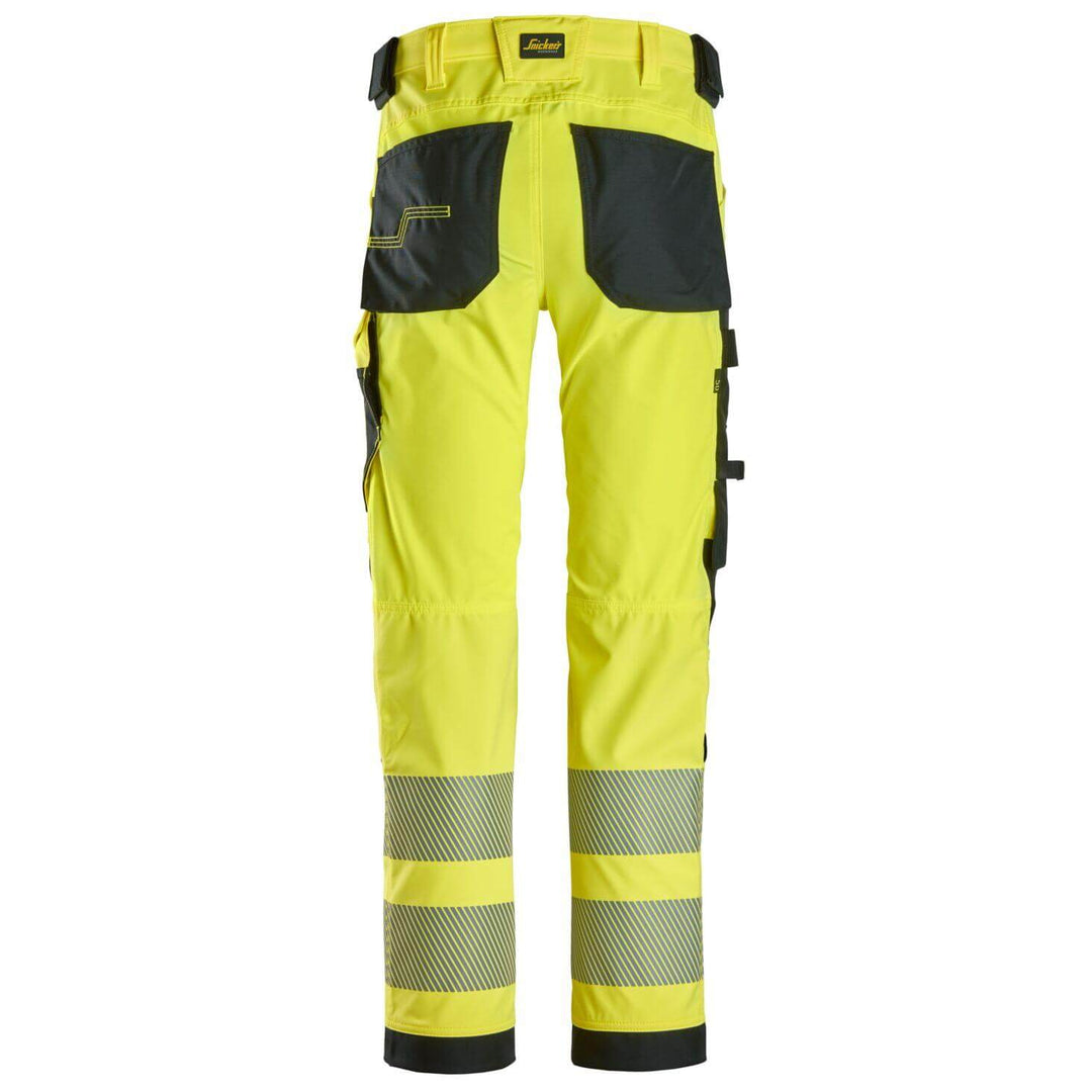 snickers 6336 high vis 4 way stretch trousers class 2 Hi Vis Yellow Black back #colour_hi-vis-yellow-black