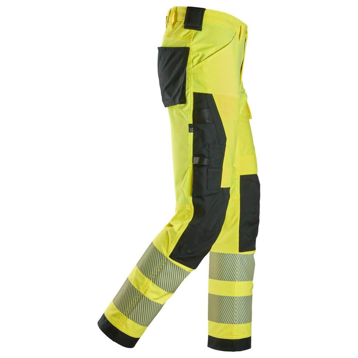 snickers 6336 high vis 4 way stretch trousers class 2 Hi Vis Yellow Black right #colour_hi-vis-yellow-black