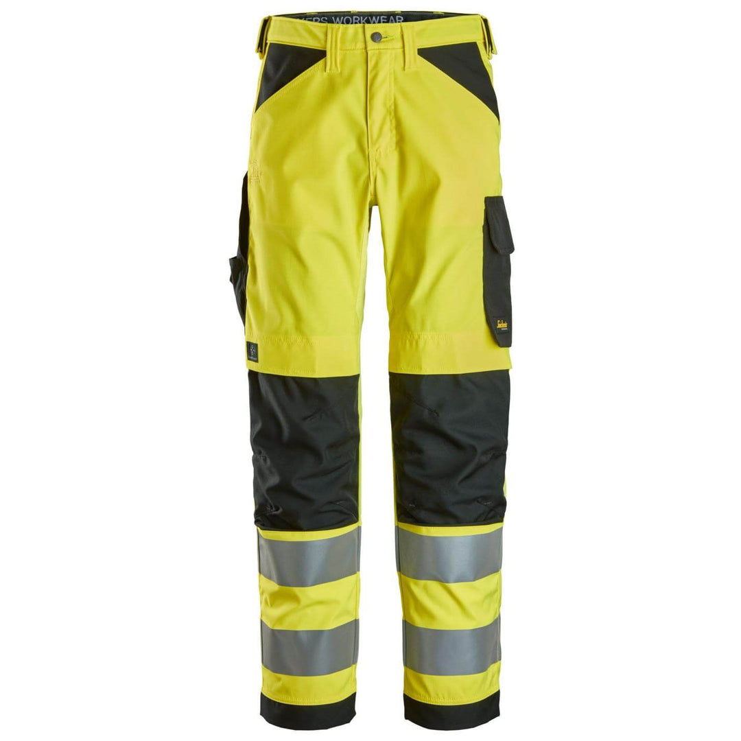 snickers 6338 high vis trousers class 2 Hi Vis Yellow Black Main #colour_hi-vis-yellow-black