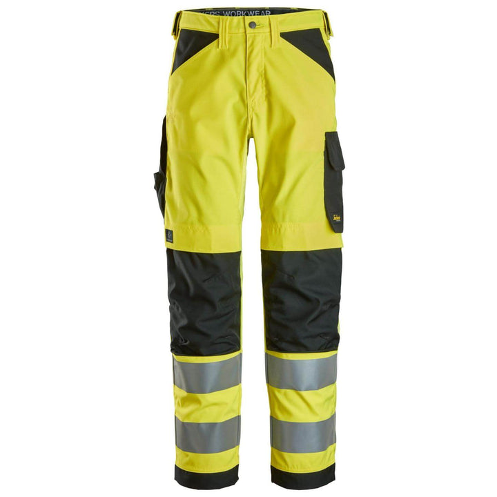 snickers 6338 high vis trousers class 2 Hi Vis Yellow Black Main #colour_hi-vis-yellow-black