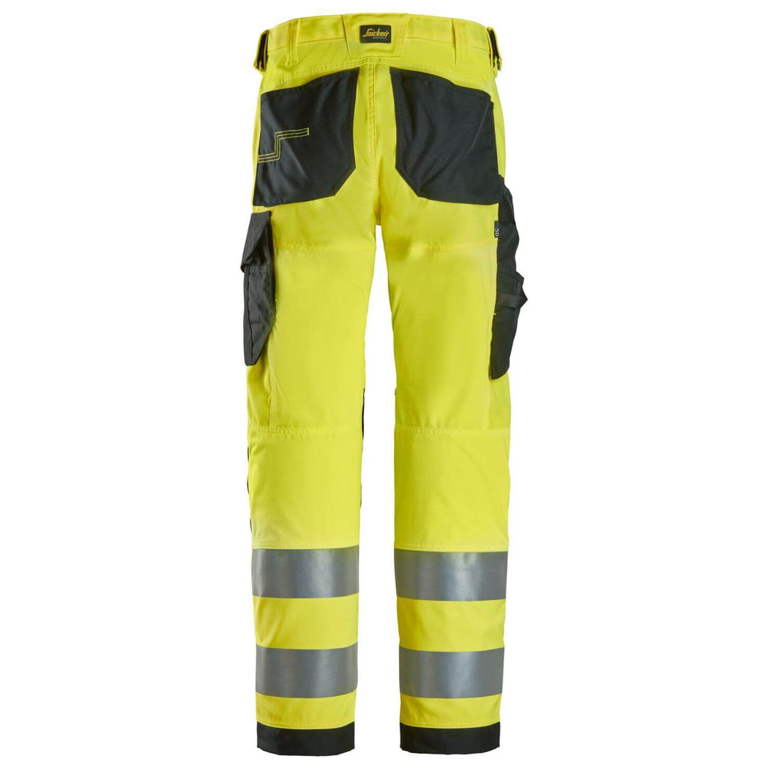 snickers 6338 high vis trousers class 2 Hi Vis Yellow Black back #colour_hi-vis-yellow-black
