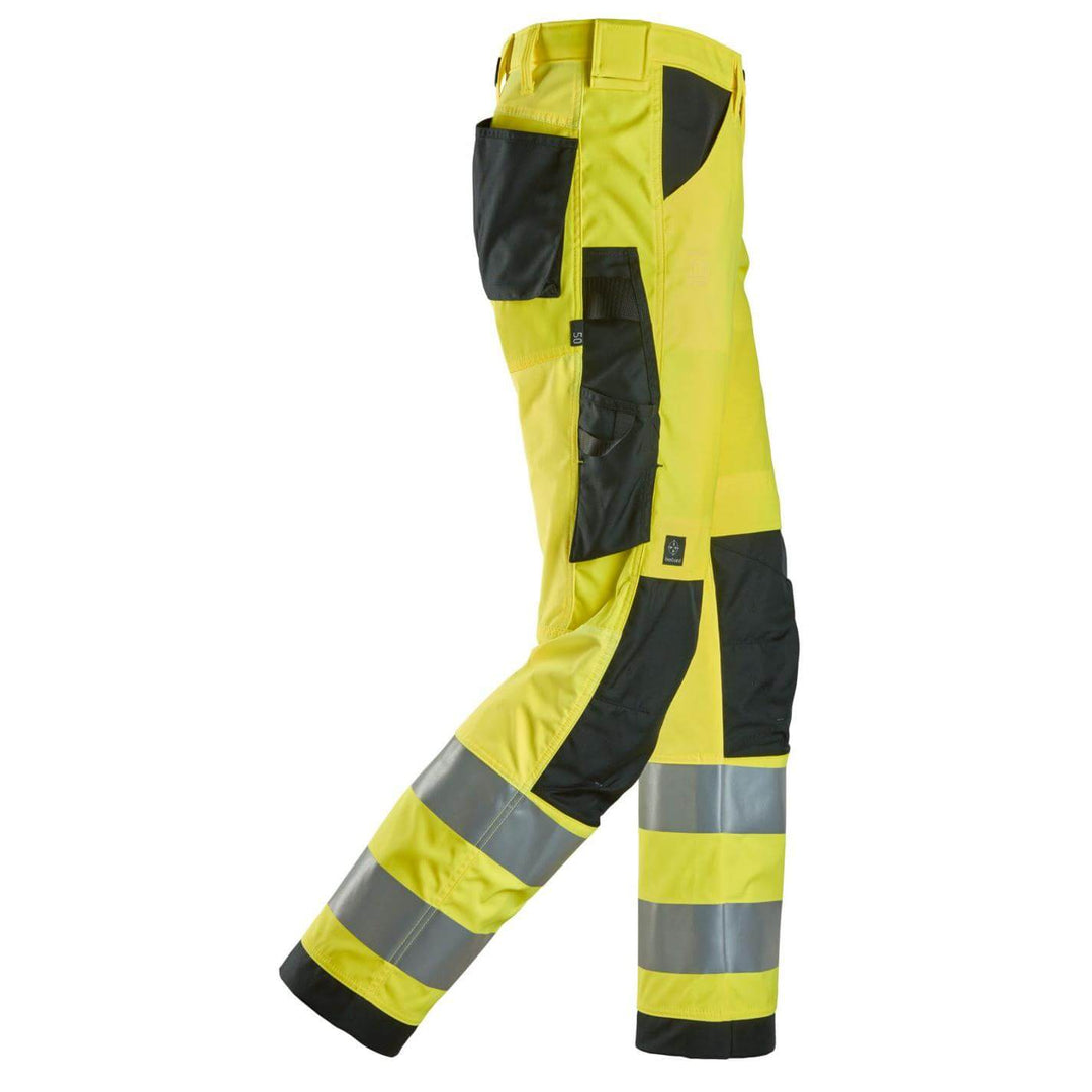 snickers 6338 high vis trousers class 2 Hi Vis Yellow Black right #colour_hi-vis-yellow-black