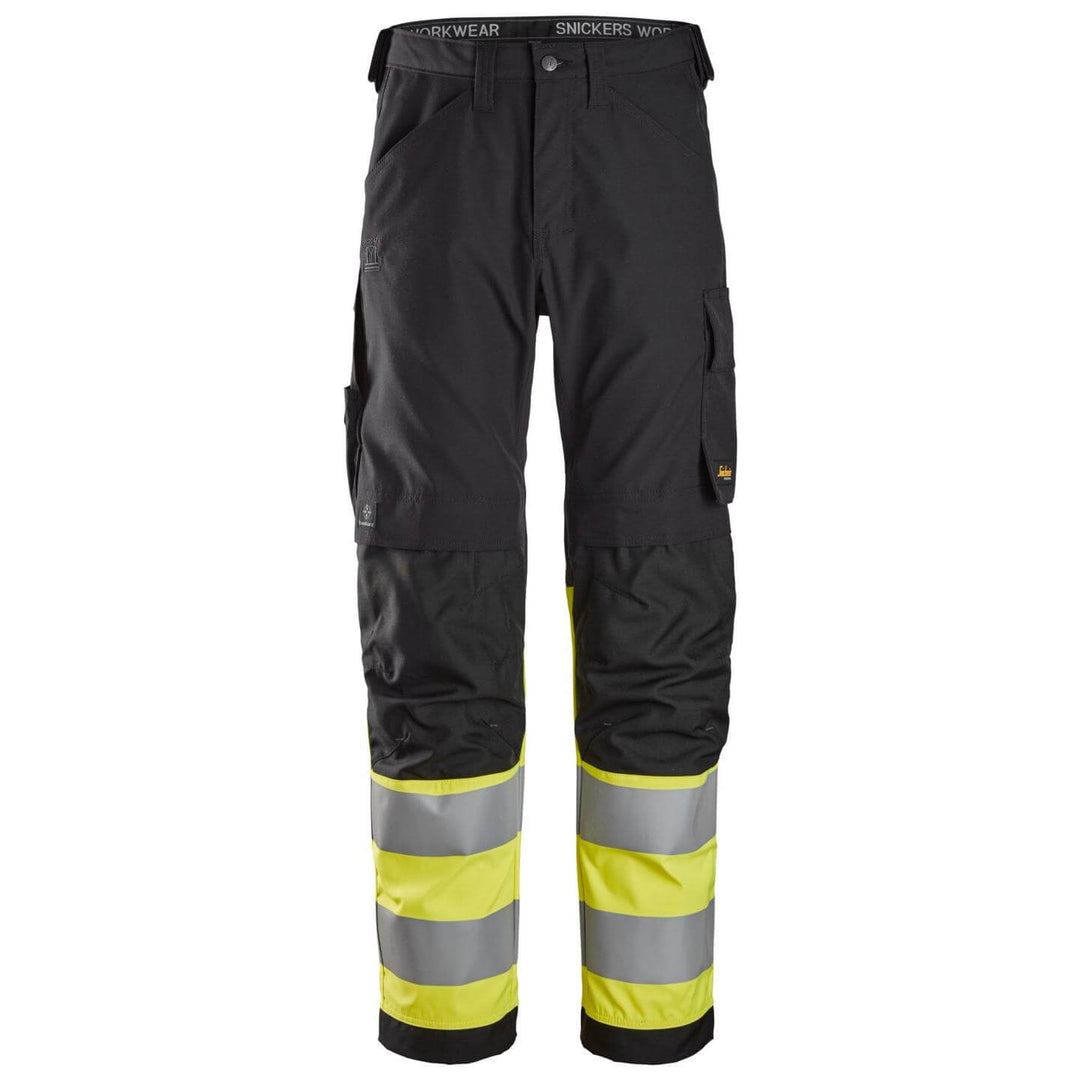 snickers 6339 high vis trousers class 1 Black Hi Vis Yellow Main #colour_black-hi-vis-yellow