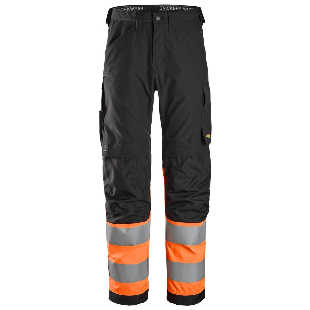 snickers 6339 high vis trousers class 1 Black Main #colour_black