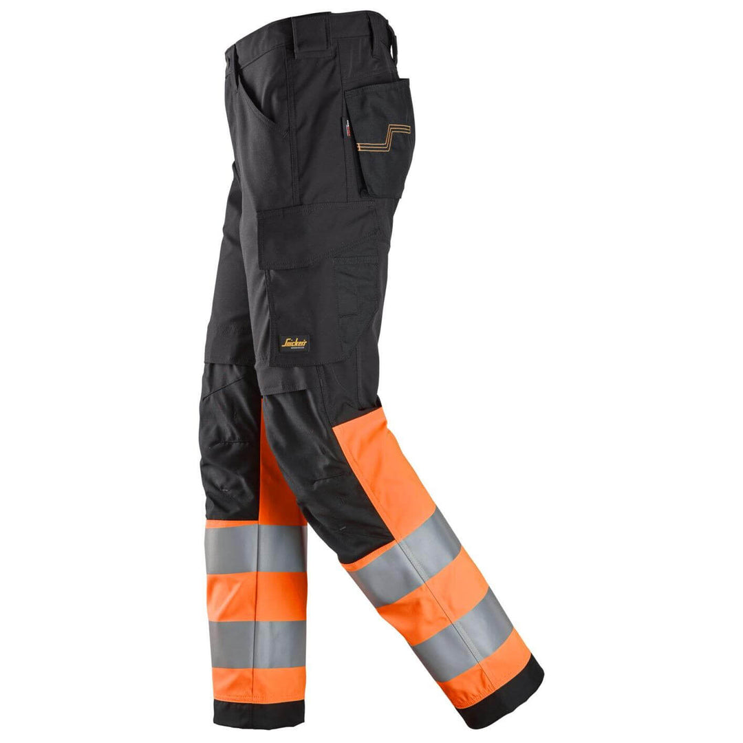 snickers 6339 high vis trousers class 1 Black left #colour_black