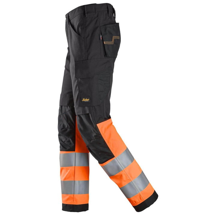 snickers 6339 high vis trousers class 1 Black left #colour_black