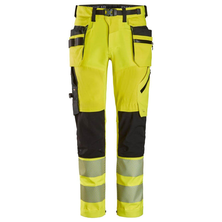snickers 6930 high vis trousers detachable holster pockets class 2 Hi Vis Yellow Black Main #colour_hi-vis-yellow-black