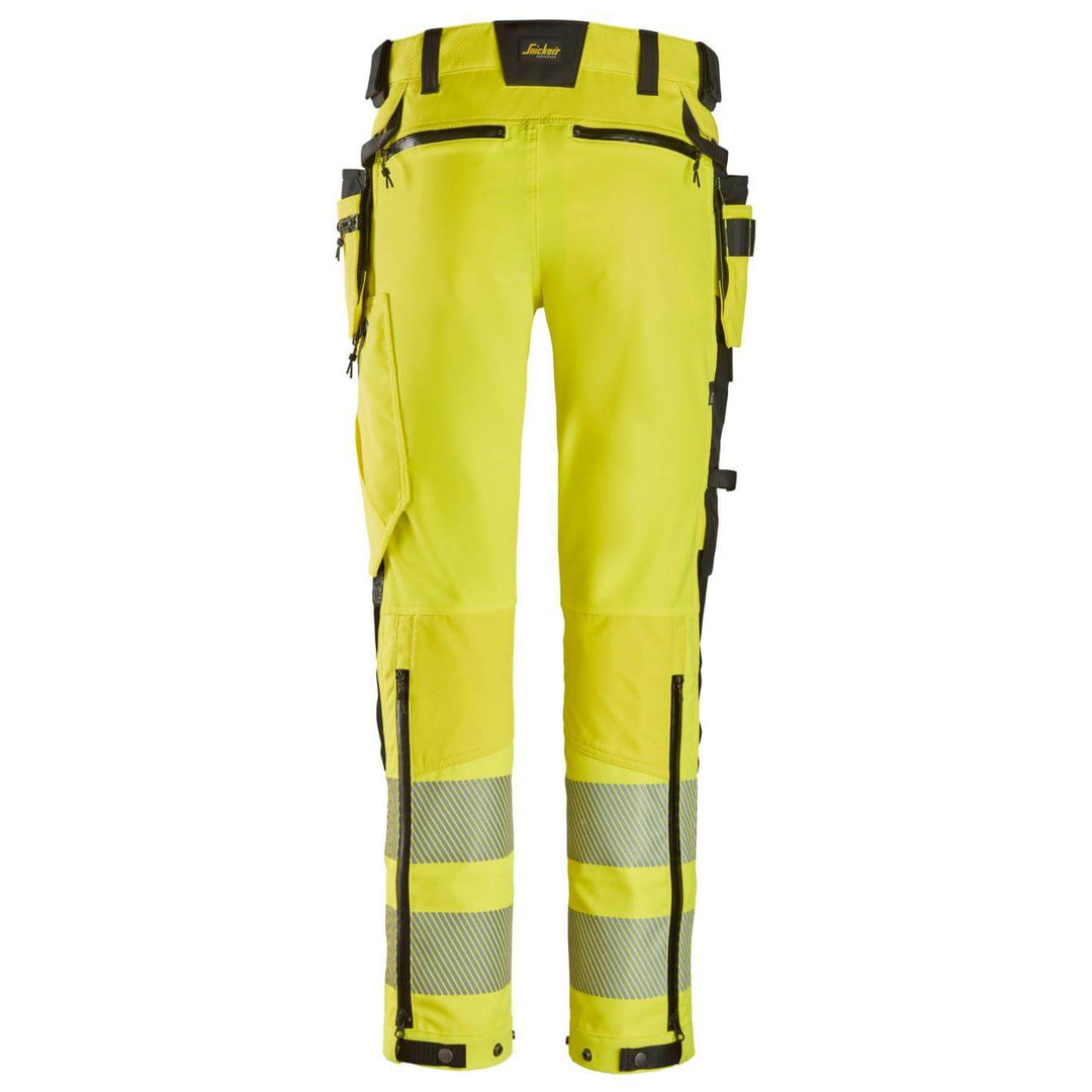 snickers 6930 high vis trousers detachable holster pockets class 2 Hi Vis Yellow Black back #colour_hi-vis-yellow-black