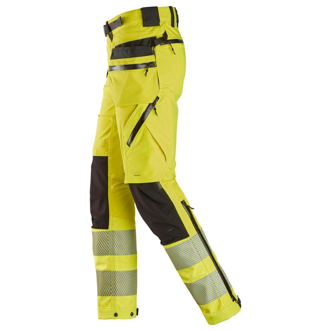 snickers 6930 high vis trousers detachable holster pockets class 2 Hi Vis Yellow Black left #colour_hi-vis-yellow-black