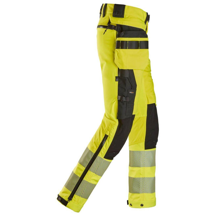 snickers 6930 high vis trousers detachable holster pockets class 2 Hi Vis Yellow Black right #colour_hi-vis-yellow-black