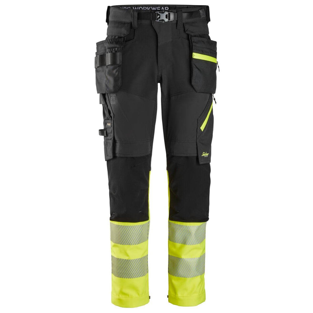 snickers 6935 high vis trousers detachable holster pockets class 1 Black Hi Vis Yellow Main #colour_black-hi-vis-yellow