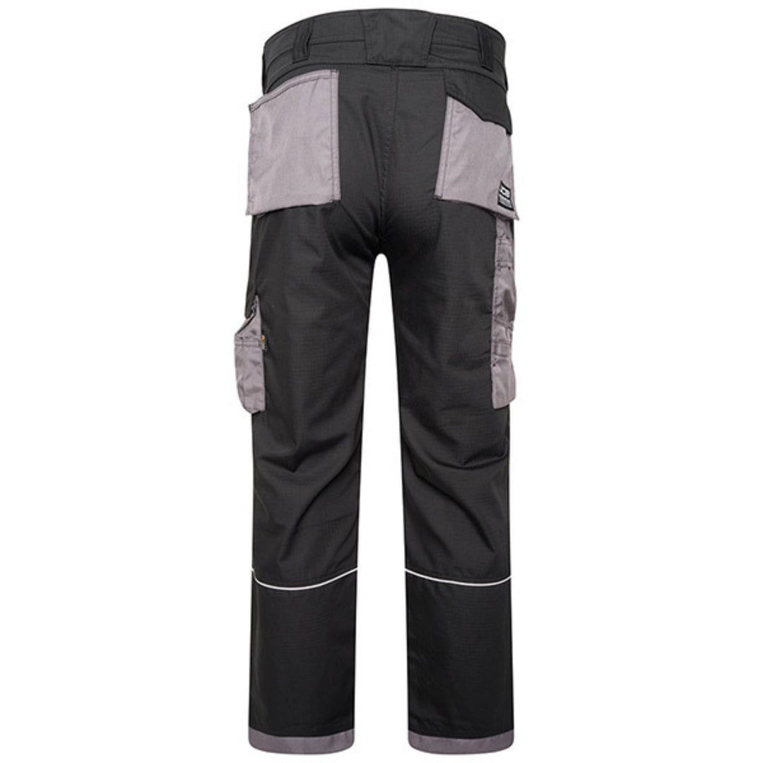 JCB Trade Rip Stop Work Trousers Back #Colour_Black-grey