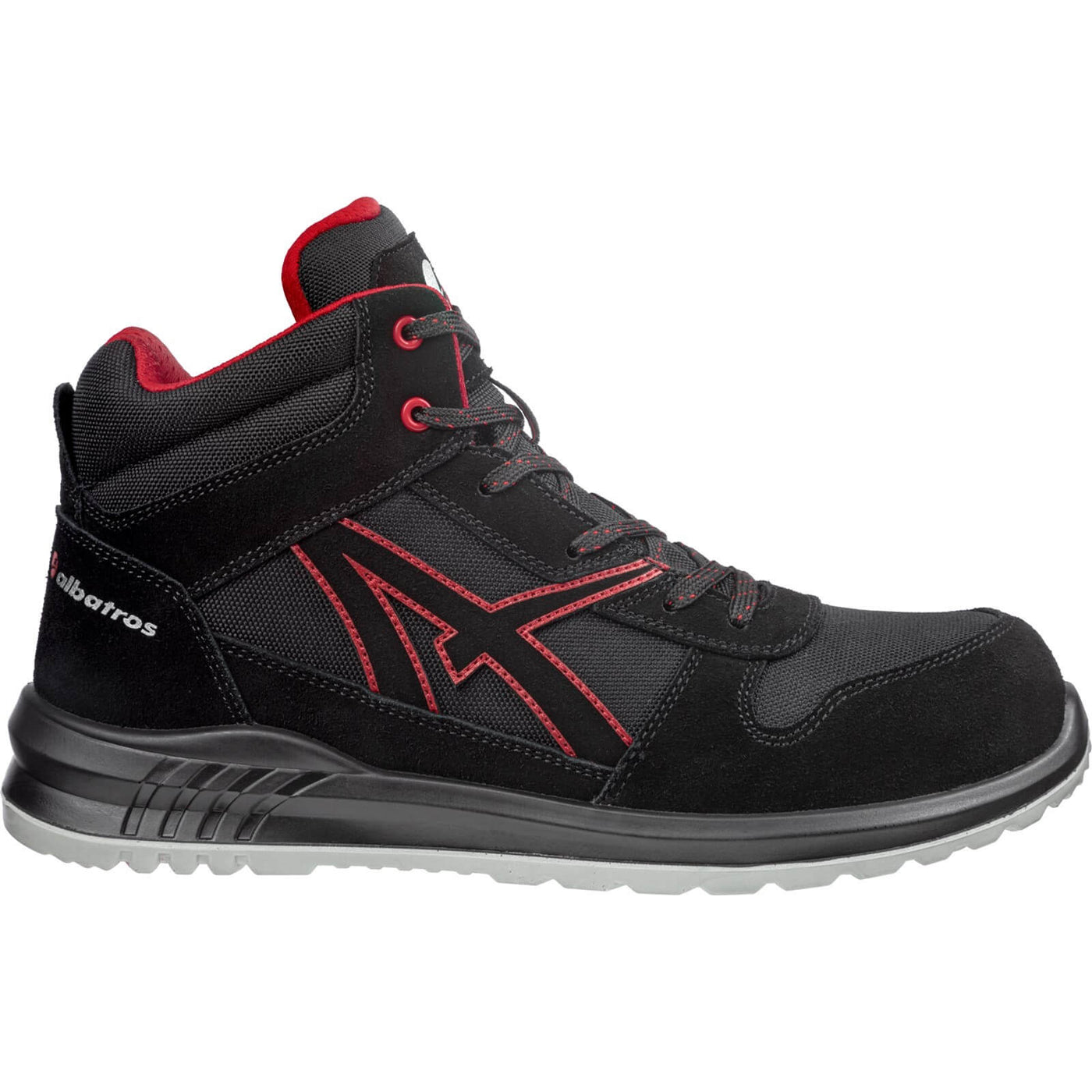 Albatros Clifton Mid Safety Boots Black/Red 6#colour_black-red