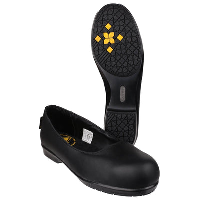 Amblers FS109C Non Metal Lightweight Slip on Ladies Safety Shoes Black 3#colour_black