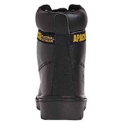 Apache AP300 Black 6 Eye Safety Boots Black Heel #colour_black