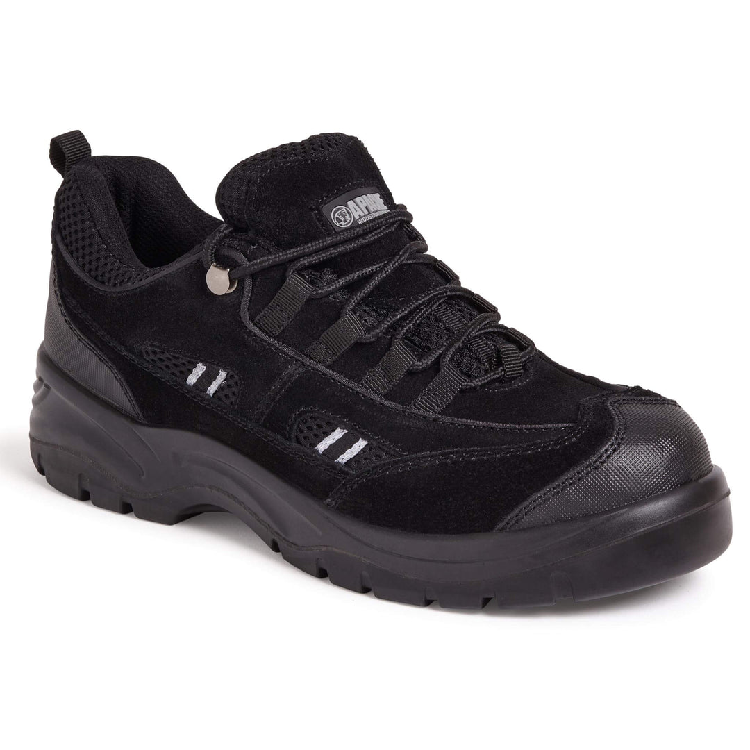 Apache AP302SM Black Suede Safety Trainers Black Main #colour_black