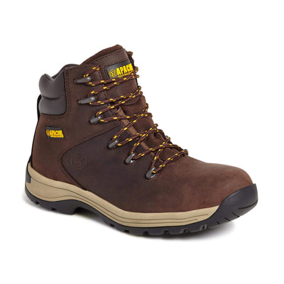 Apache AP315CM Brown Nubuck Water Resistant Safety Hiker Boots Brown Side 1 #colour_brown