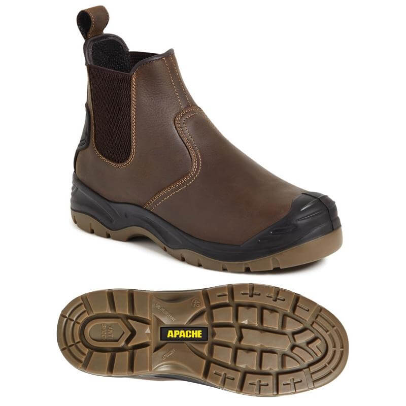 Apache AP715SM Brown Safety Dealer Boots Brown Top and Bottom 1 #colour_brown