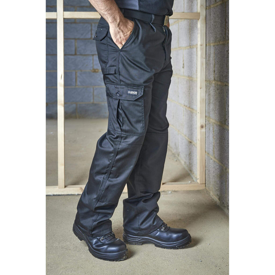 Apache APIND Black Industry Knee Pad Cargo Trousers Black Model 4 #colour_black