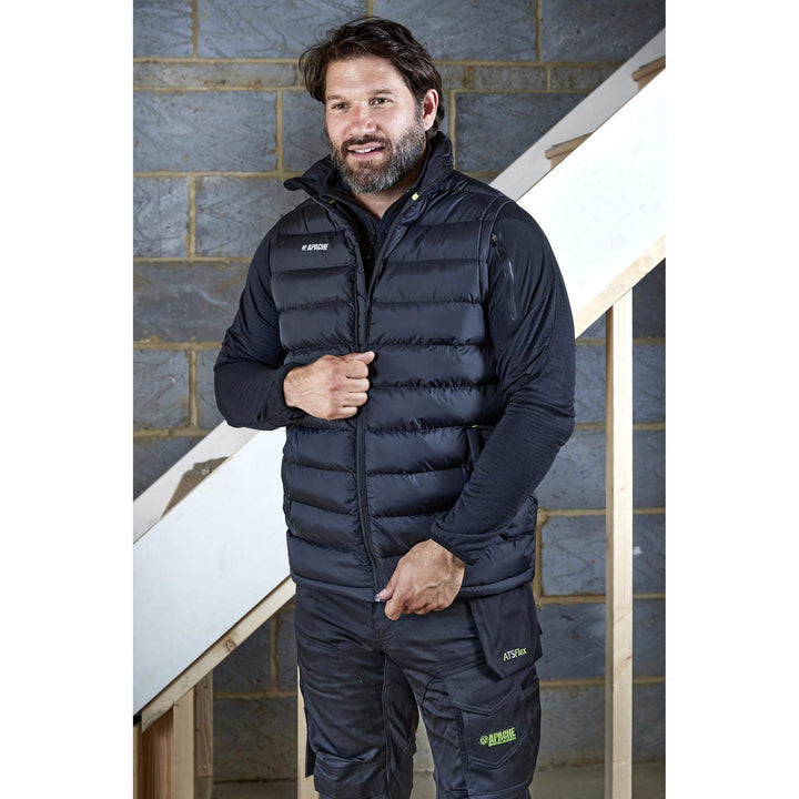 Apache ATS Quilted Work Gilet Black Model 1 #colour_black