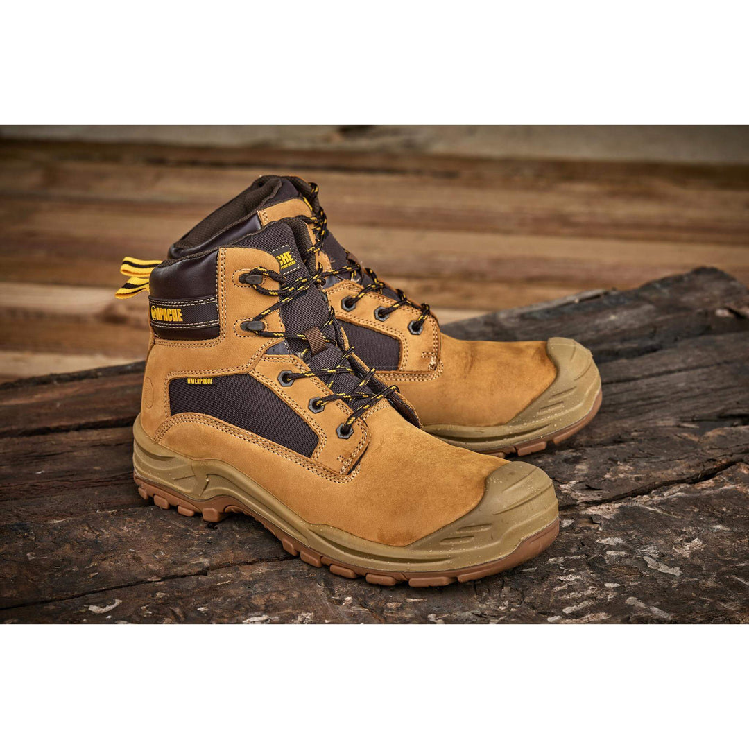 Apache Arizona Honey Nubuck Metal Free Waterproof Safety Boots Honey Model 4 #colour_honey