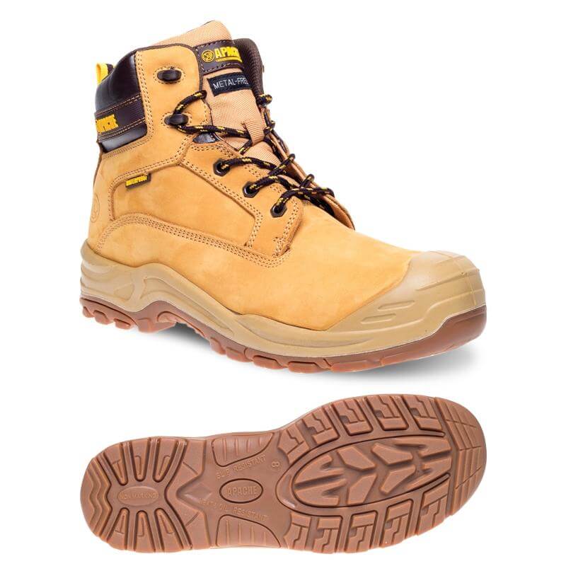 Apache Arizona Honey Nubuck Metal Free Waterproof Safety Boots Honey Top and Bottom 1 #colour_honey