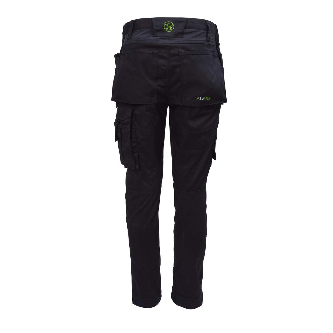 Apache Bancroft Slim Fit Stretch Holster Pocket Trousers Black Back #colour_black