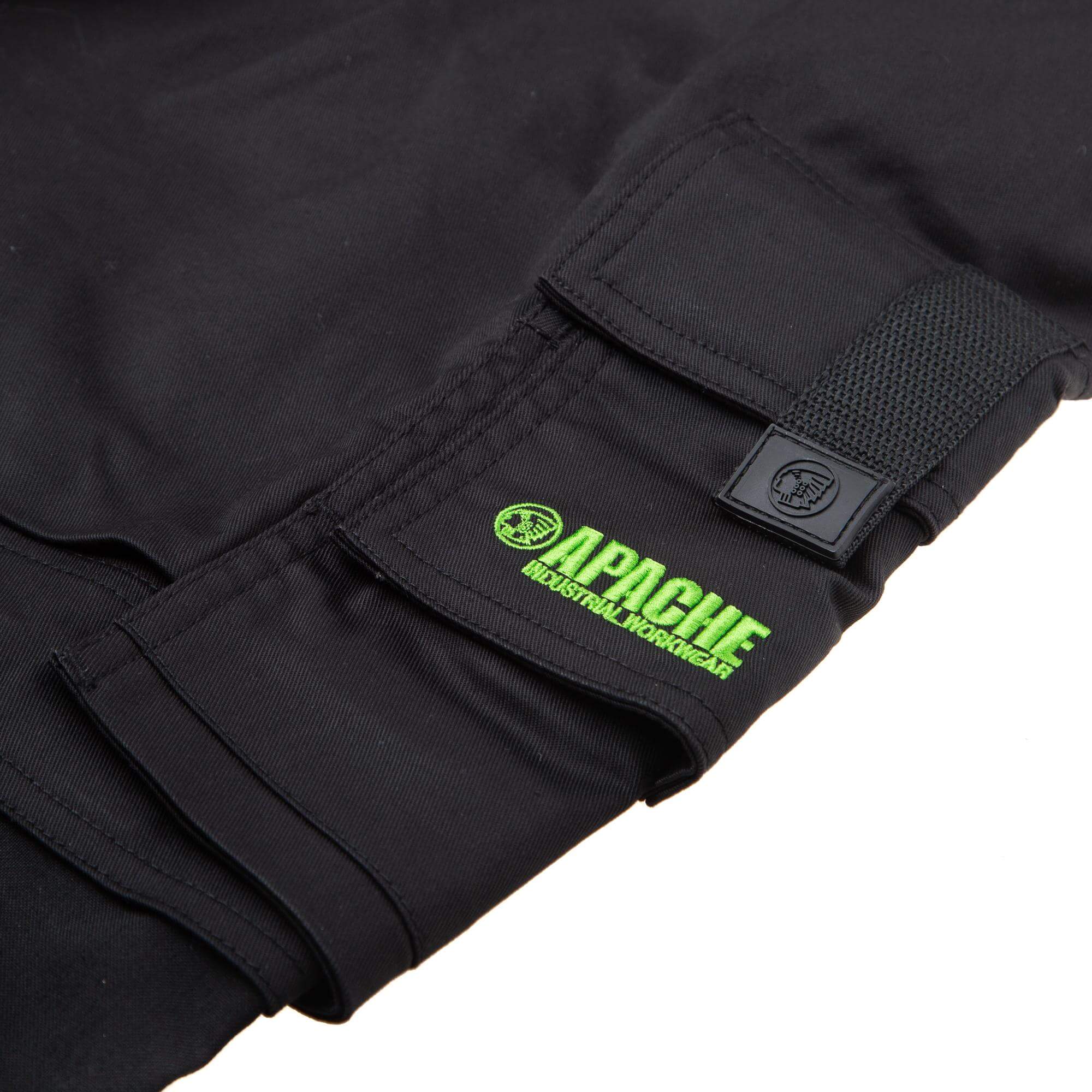 Apache Bancroft Slim Fit Stretch Holster Pocket Trousers Black Detail 1 #colour_black