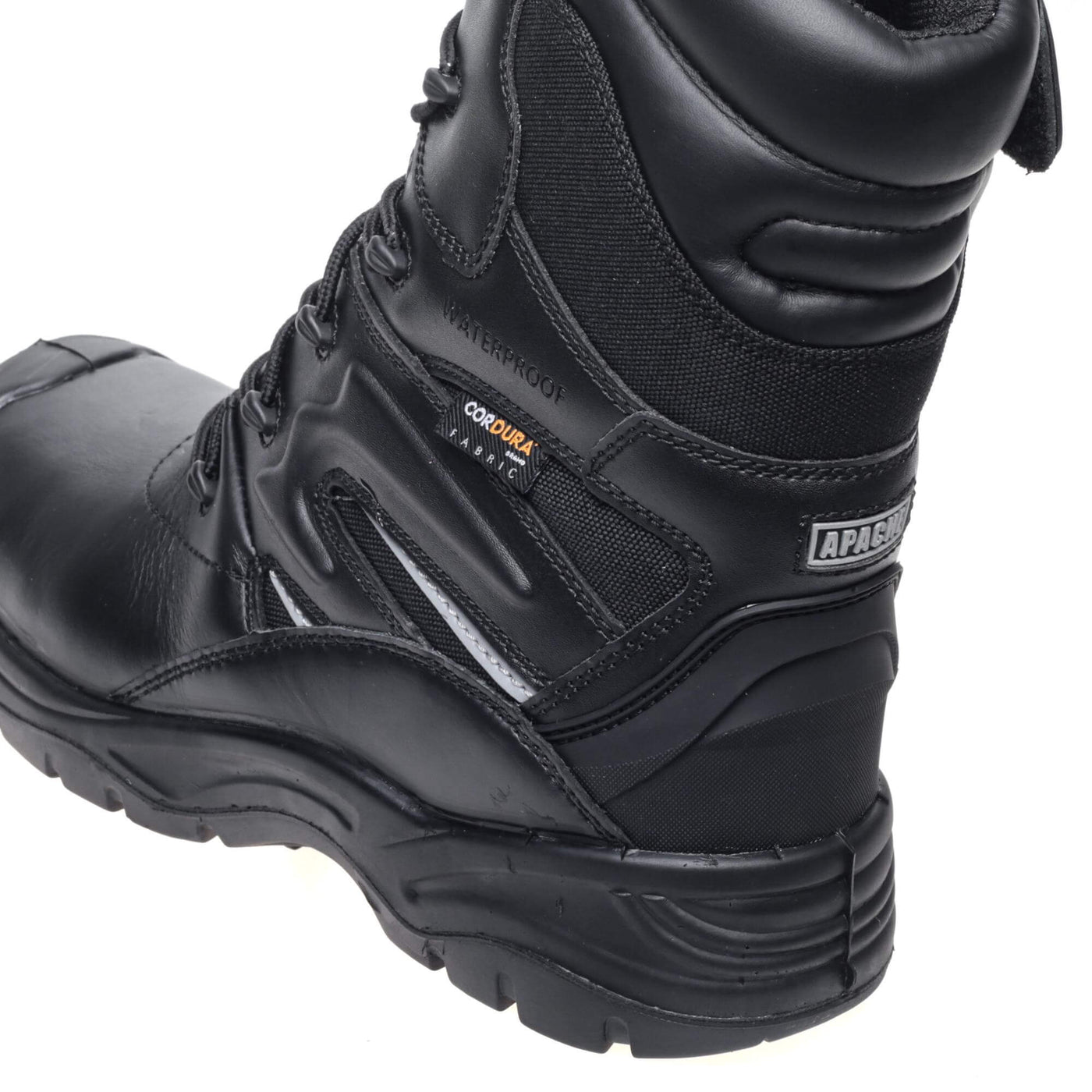 Apache COMBAT Metal Free High Leg Safety Boots Black Back #colour_black