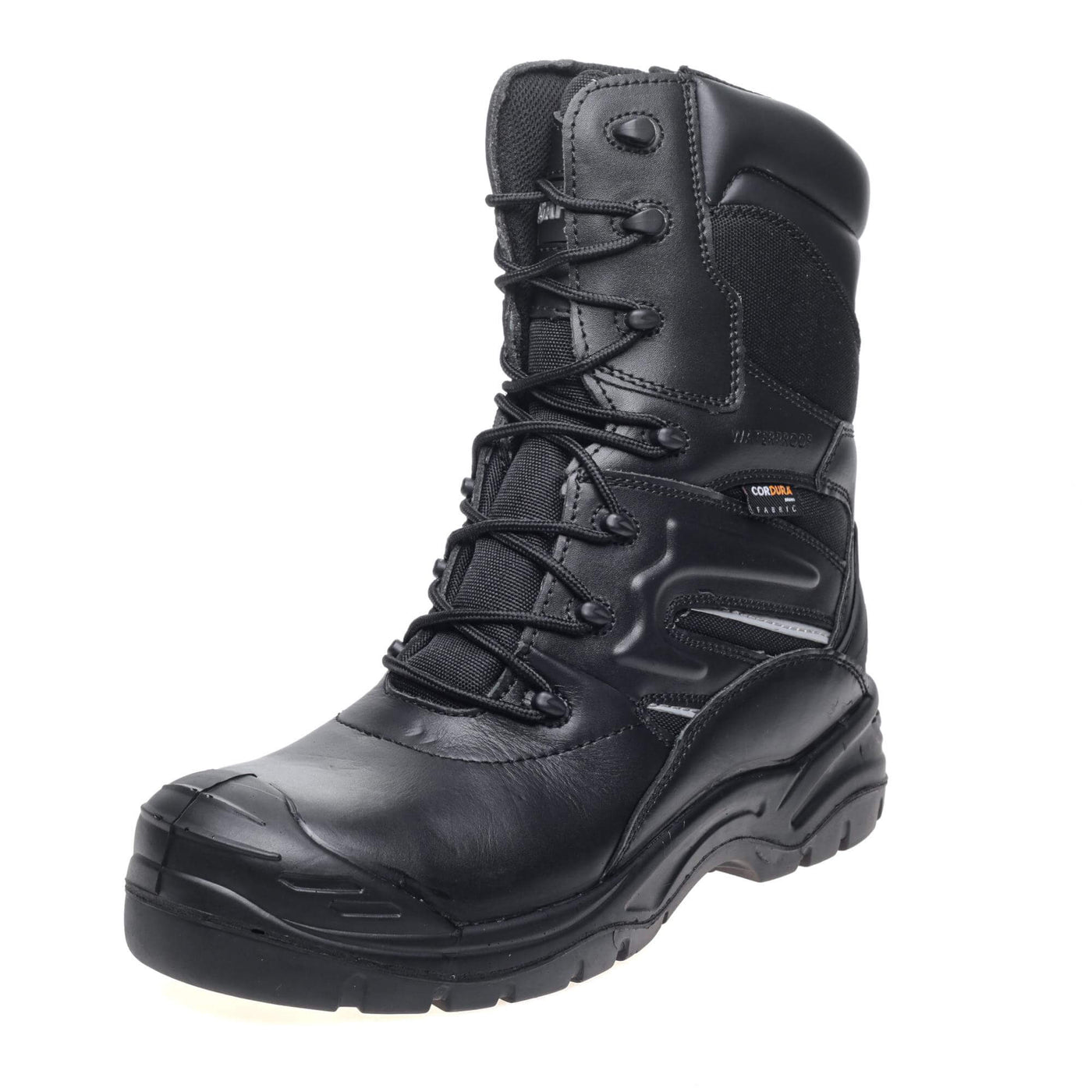 Apache COMBAT Metal Free High Leg Safety Boots Black Front #colour_black