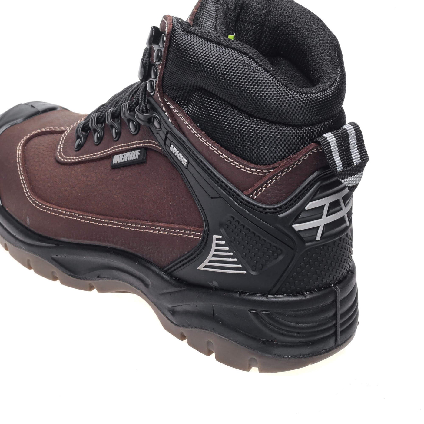 Apache RANGER Black Waterproof Safety Hiker Boots Brown Back #colour_brown