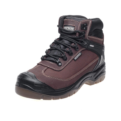 Apache RANGER Black Waterproof Safety Hiker Boots Brown Front #colour_brown