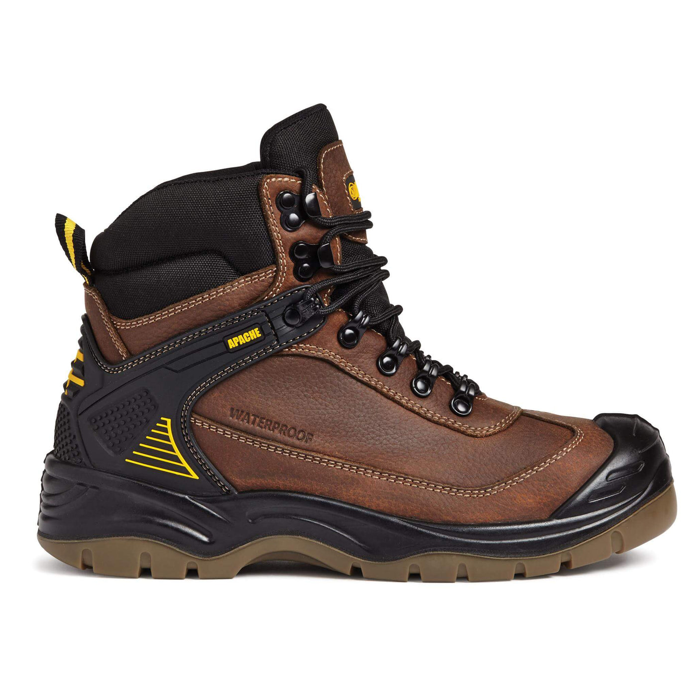 Apache RANGER Black Waterproof Safety Hiker Boots Brown Top and Bottom 1 #colour_brown