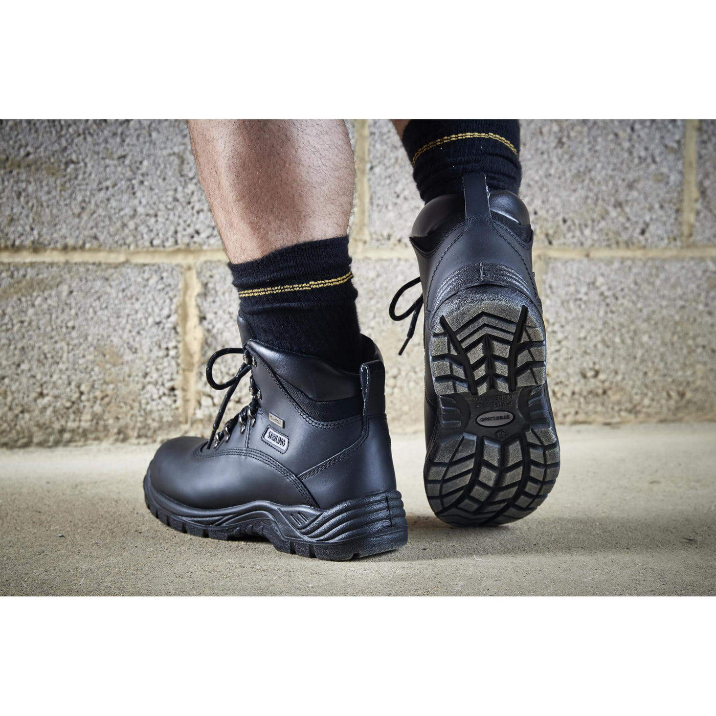Apache SS812SM Black Waterproof Safety Hiker Boots Black Model 4 #colour_black