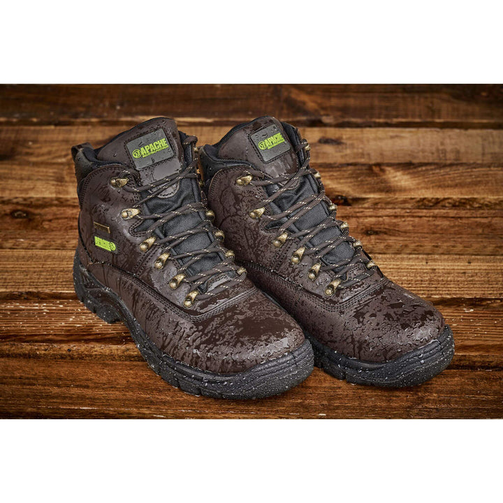 Apache SS813SM Brown Waterproof Safety Hiker Boots Brown Model 1 #colour_brown